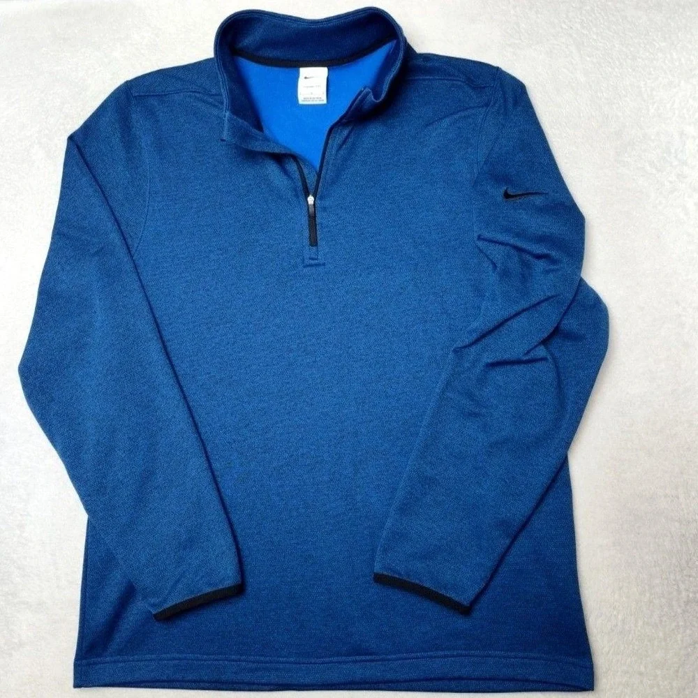 Nike‎ Sweatshirt Mens L Blue Victory Golf 1/4 Zip Pullover Fleece Tennis DN1947